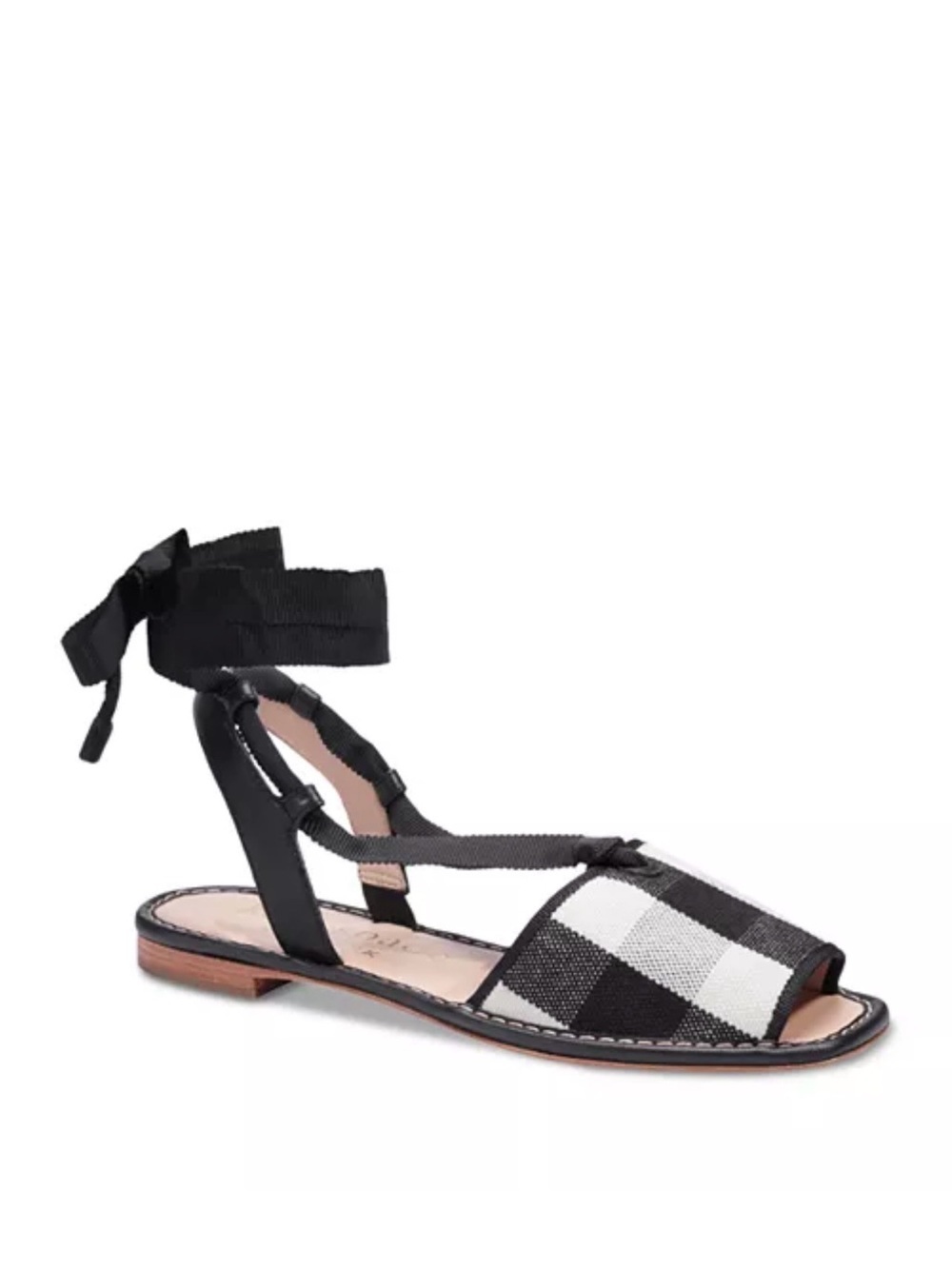 KATE SPADE Women's Maggie Square Toe Checkered Fabric Sandals, 6.5